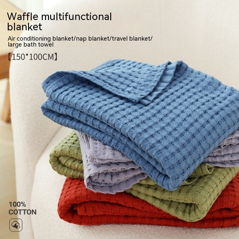 Pure Cotton Waffle Bath Towel Honeycomb Plain Water Absorption Bath Towel