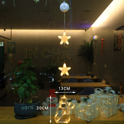 Christmas 3pcs LED Light Star Xmas Tree Hanging Sucker Lamp Window Ornaments Decoration For Home Xmas Navidad New Year Decor Christmas Decorations