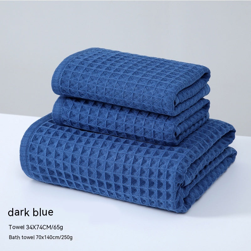 Pure Cotton Waffle Bath Towel Honeycomb Plain Water Absorption Bath Towel