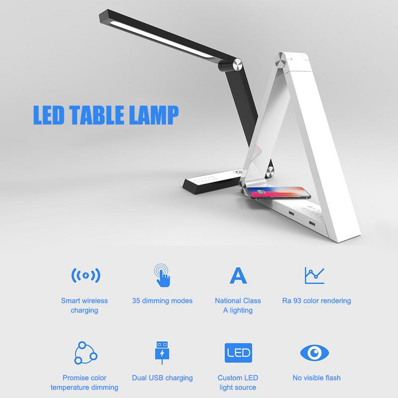 LED Triangle Table Lamp Wireless Charging Led Desk Lamps Rechargeable Table Lamps Smart Home Desk Art Light EU US UK Standard