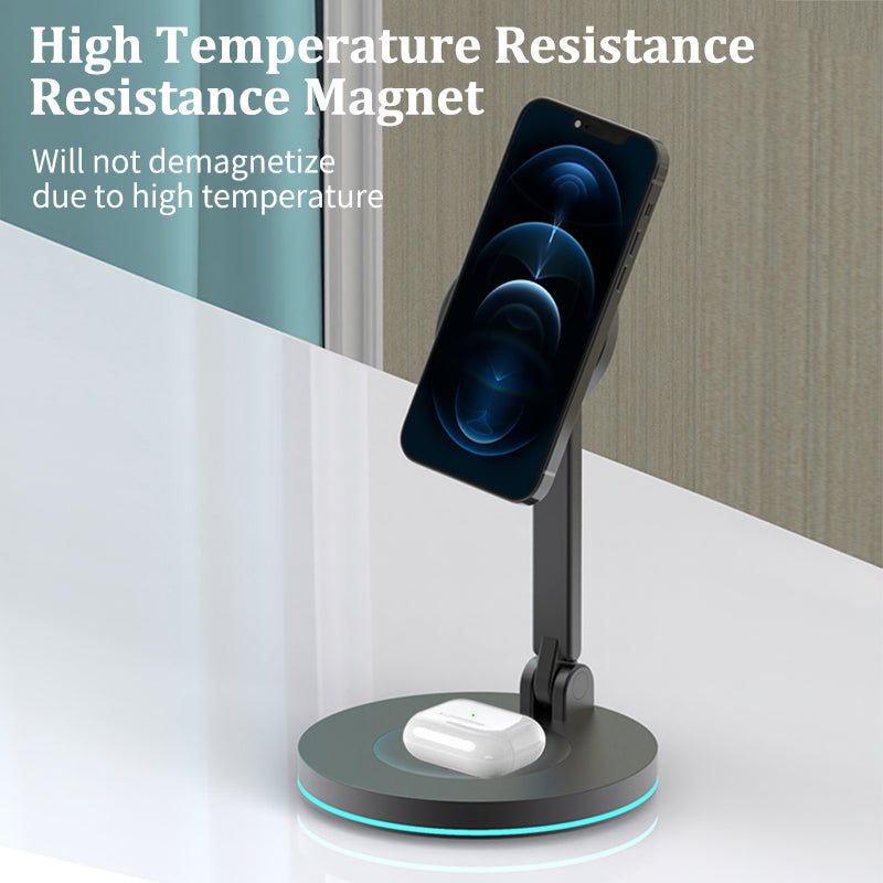 Compatible with Apple , 2 In 1 Magnetic Wireless Charger Stand For Mini Pro Max Fast Charging Station Dock Mobile Phone Chargers